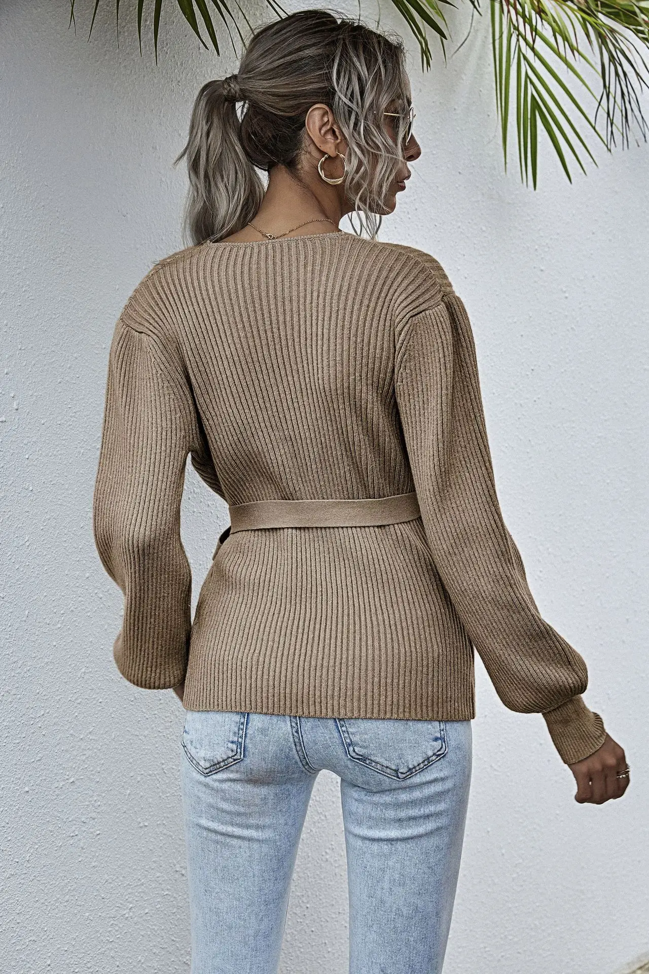 120134亚马逊爆款腰带裹胸针织衫