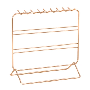 

With Hook Display Stand Organizer Shop Necklace Earrings Jewelry Rack Wrought Iron Rings Decoration Showcase Home Free Standing