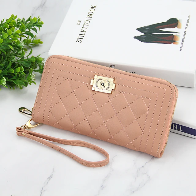 Carteras de cuero de marca para mujer, cartera larga con cremallera de diseñador de alta calidad, tarjetero para monedero para mujer - AliExpress