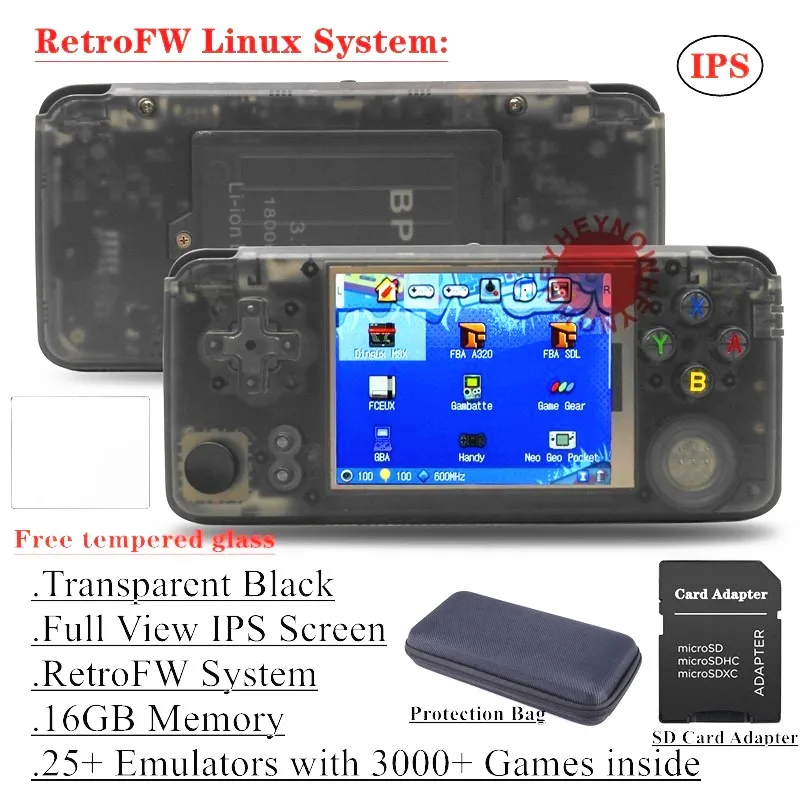 RS97 Plus ips экран DIY RetroFW система Linux Ретро игровая консоль 25+ эмуляторы 13000+ игры двойная система ручной игровой плеер - Цвет: Black RetroFW 16GB