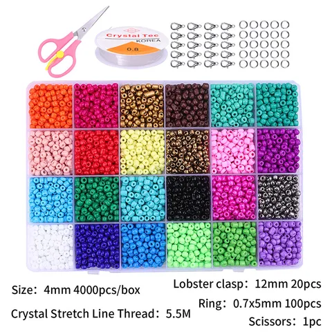 Making Kit Czech Glass Seed Beads Box Set Lobster Clasps Beading Cord For DIY Earring Bracelet Necklace Jewelry Making