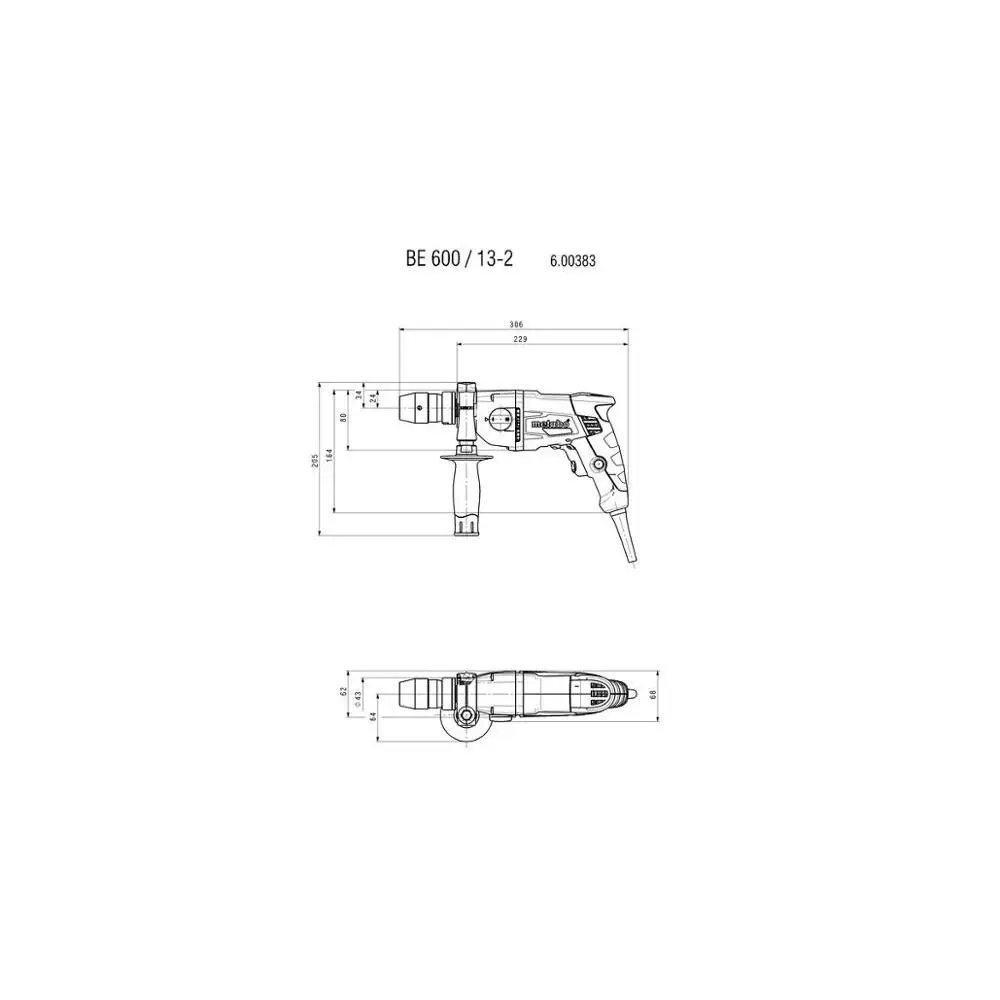Дрель METABO BE 600/13 2 600383000 600 Вт| |