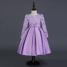 Вечерние платья-пачки с длинными рукавами для девочек 6 лет; нарядное кружевное платье принцессы для девочек