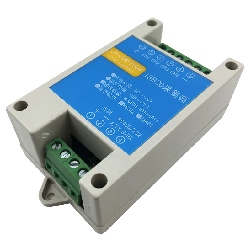 Плот-ds04 1 способ 4 способ высокой точности DS18B20 Модуль сбора температуры RS232/485 двойной последовательный порт сбора
