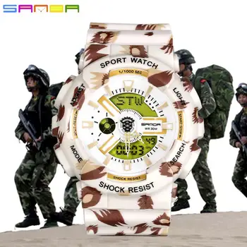 

Sanda Watch Women Men New Cool Double Display Cold Light Electronic Waterproof Shockproof Sports Female Student Watch