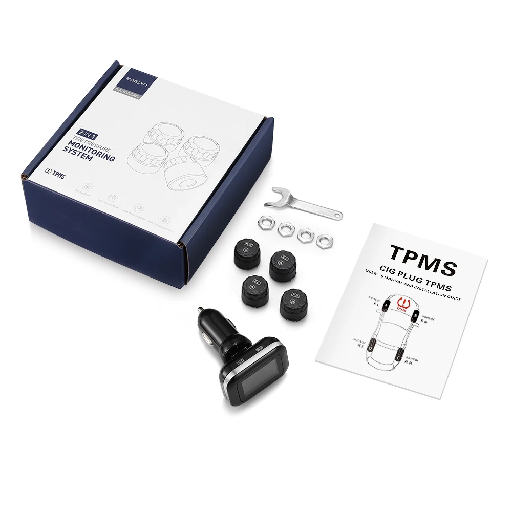Автомобиль TPMS прикуривателя USB шин Давление мониторинга Системы 4 внешних датчиков PSI BAR в реальном времени Авто протектор шины сигнализации