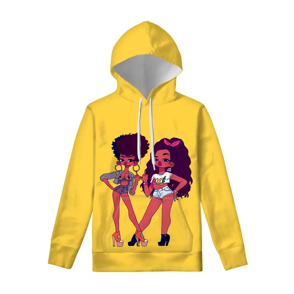 FORUDESIGNS/женские худи с карманами Afrcan Black Girl Magic Melanin Poppin пуловеры женские осенние толстовки с длинными рукавами для подростков - Цвет: YQ4007Z72