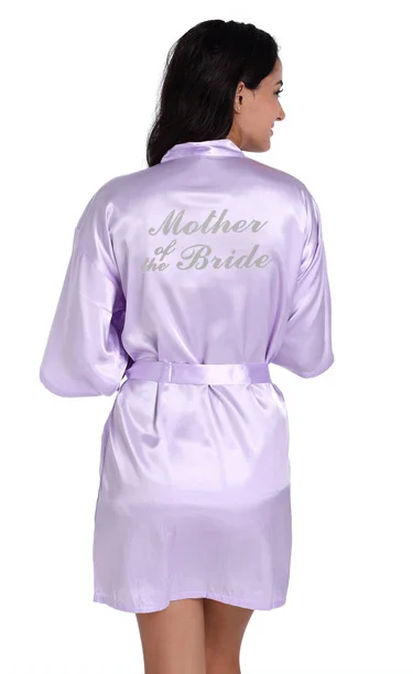 Mother of the Bride Новинка. Одежда для мамы невесты/жениха с серебряными буквами. Халаты для невесты, пижамы, халат, ночная рубашка. Женское атласное свадебное кимоно, одежда для сна - Цвет: Mother of the Bride