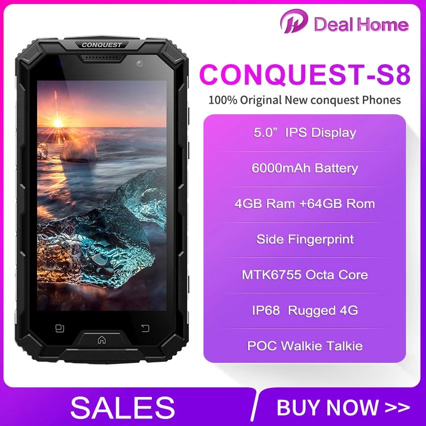 Conquest S8 прочный IP68 смартфон 5 0 &quot1080p IPS Экран 4 Гб Оперативная память 64 Встроенная
