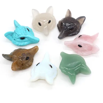 

Natural Stone Beads Fox Face Shape Rose Quarts Grey Agates Loose Stone Beads For DIY Making Bracelet Necklace Jewelry