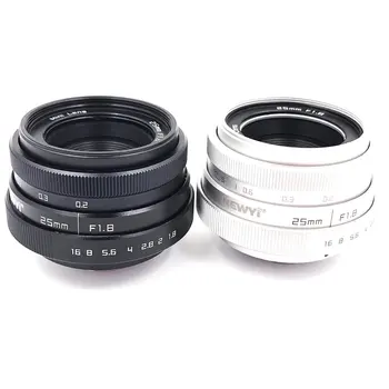 

Brand New 25mm F1.8 Camera Lens,Mini CCTV C Mount Wide Angle Lens for Sony for Nikon for Canon DSLR Silver & black