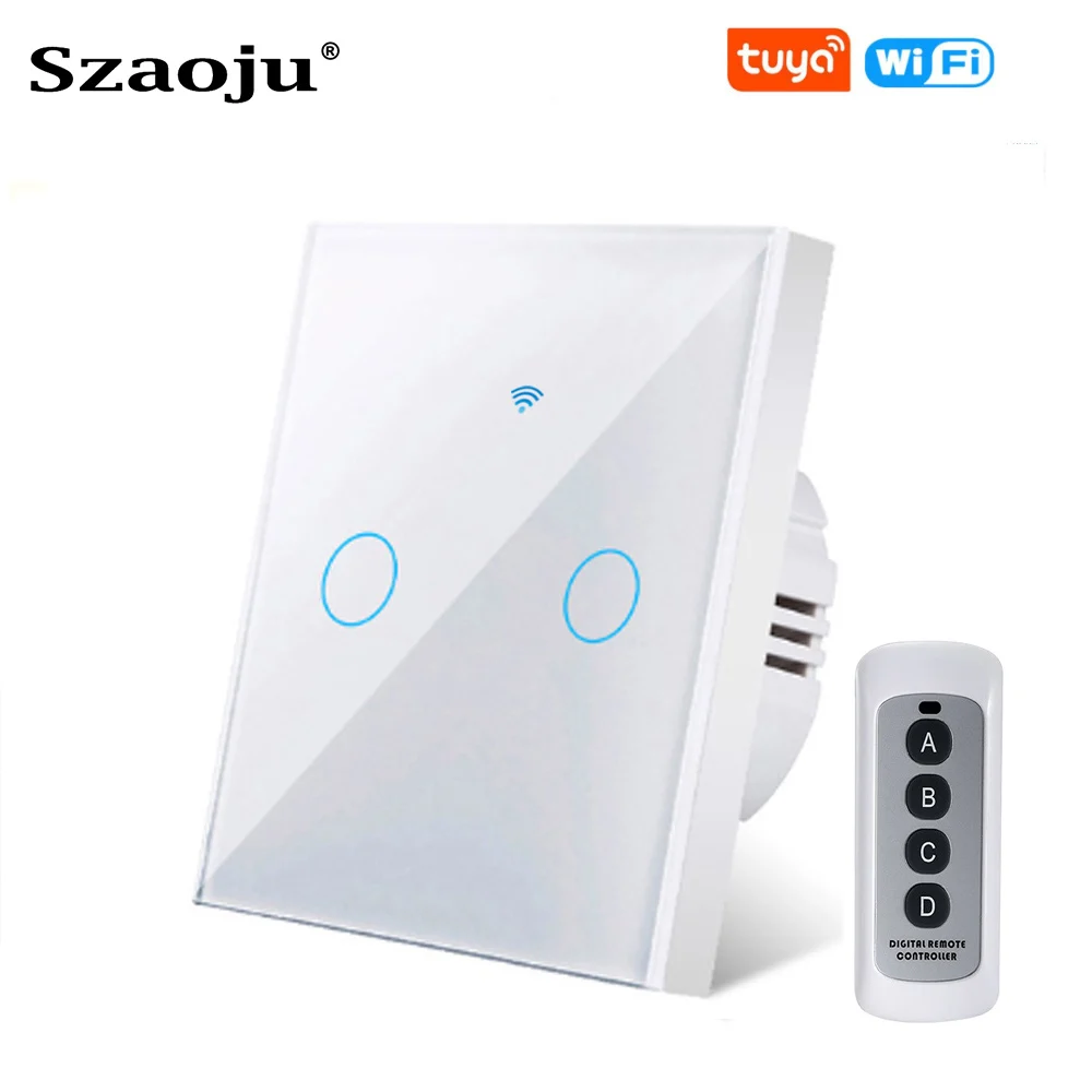 WiFi Switch Light Switch No Neutral Wire Required 1/2/3 Gang Smart Touch Switch Tuya Smart Life Home Support Alexa Google Home light switch in bathroom Wall Switches