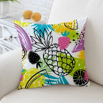 

Cushion Cover Colorful Pineapple Stripe Glasses Printed Pillow Cover Pineapple Series Double Sided Digital Printing Pillow Case