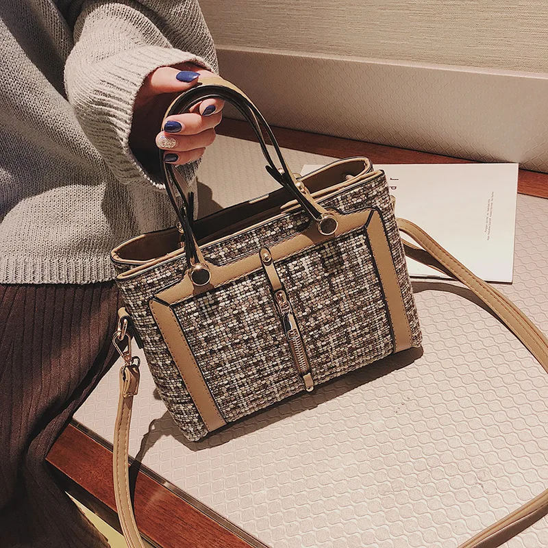 

Small Bag Women's 2020 New Style Fashion Korean-style Versitile Fashion Hand Square Sling Bag Woolen Cloth Crossbody Bag