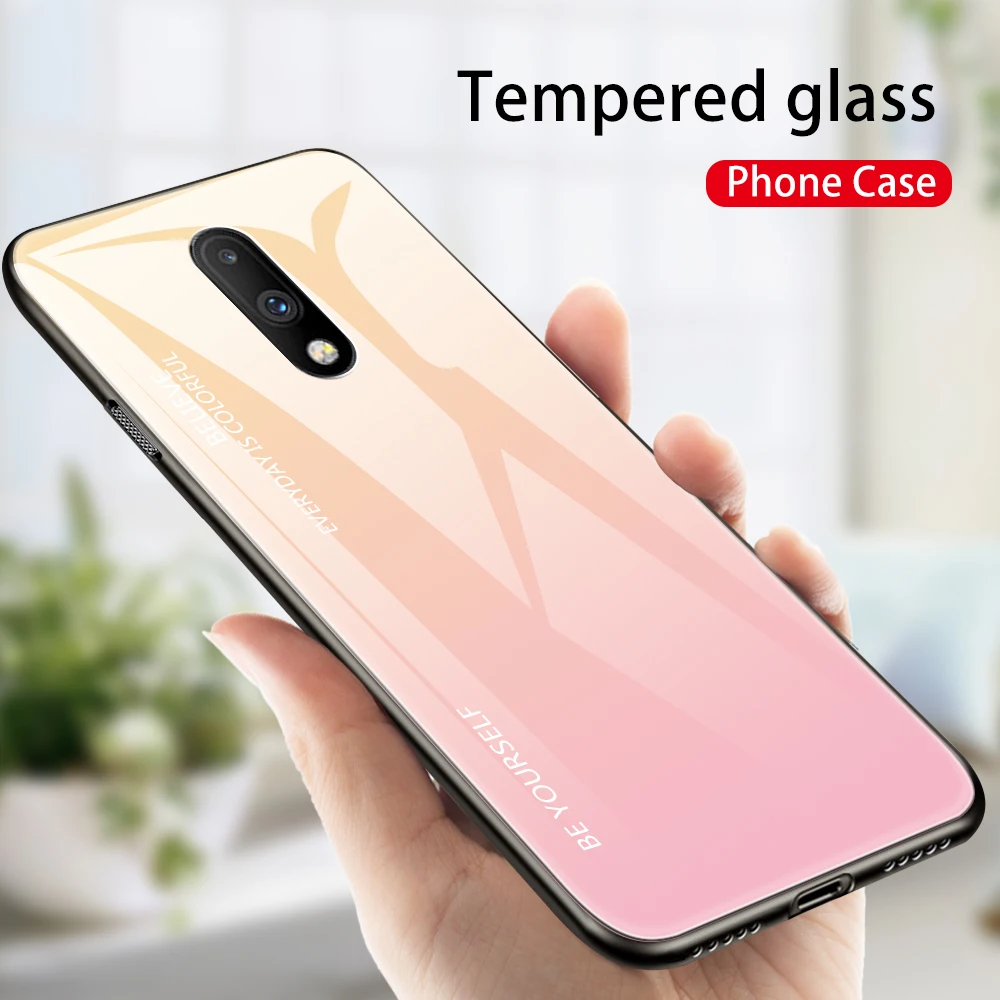 Градиентный чехол для OnePlus 7 7Pro 1+ 6 1+ 6 T One Plus 1+ 7 1+ 7Pro 6 6 T 6 T Жесткий ПК+ Силиконовый мягкий чехол для телефона из закаленного стекла