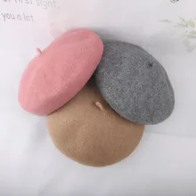 Простой берет, подходит ко всему, однотонная винтажная шапка для родителей и детей, зимняя теплая однотонная шапка унисекс, Осенняя шерстяная шапка, берет, шапки