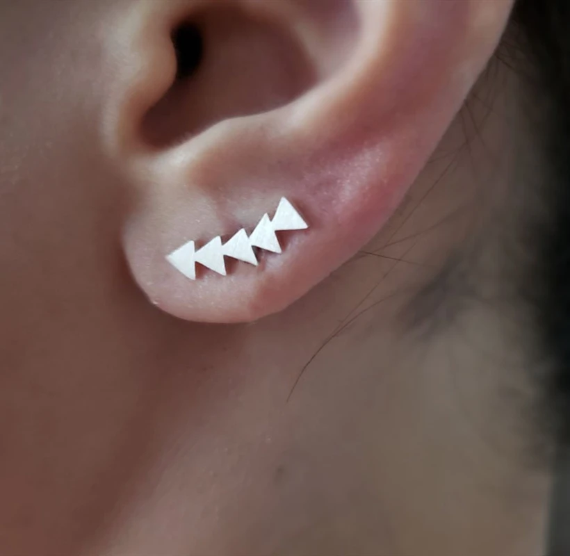 V přilákat geometrický trojúhelník v řadě ucho manžetové pásové náušnice pro ženy z nerezové oceli Bijoux Brincos Feminino 2018