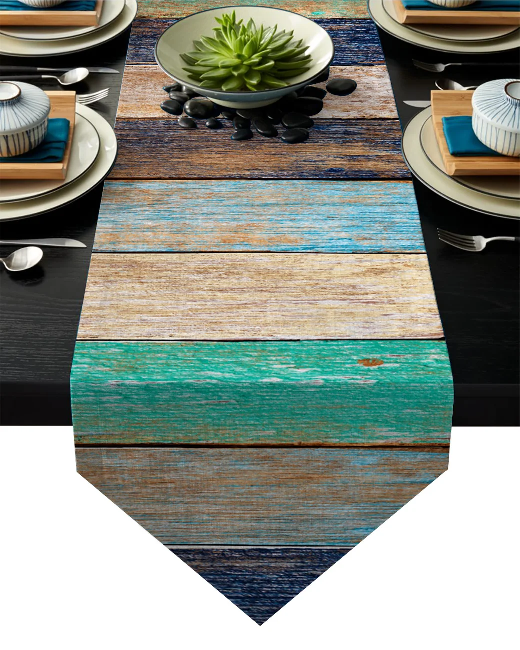 Table Runners Modern Vintage Wood Texture Tablecloths Creative Table