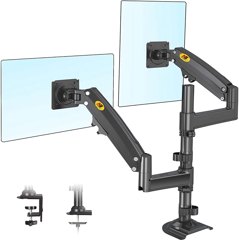 duplo monitor braço mola de gás montagem