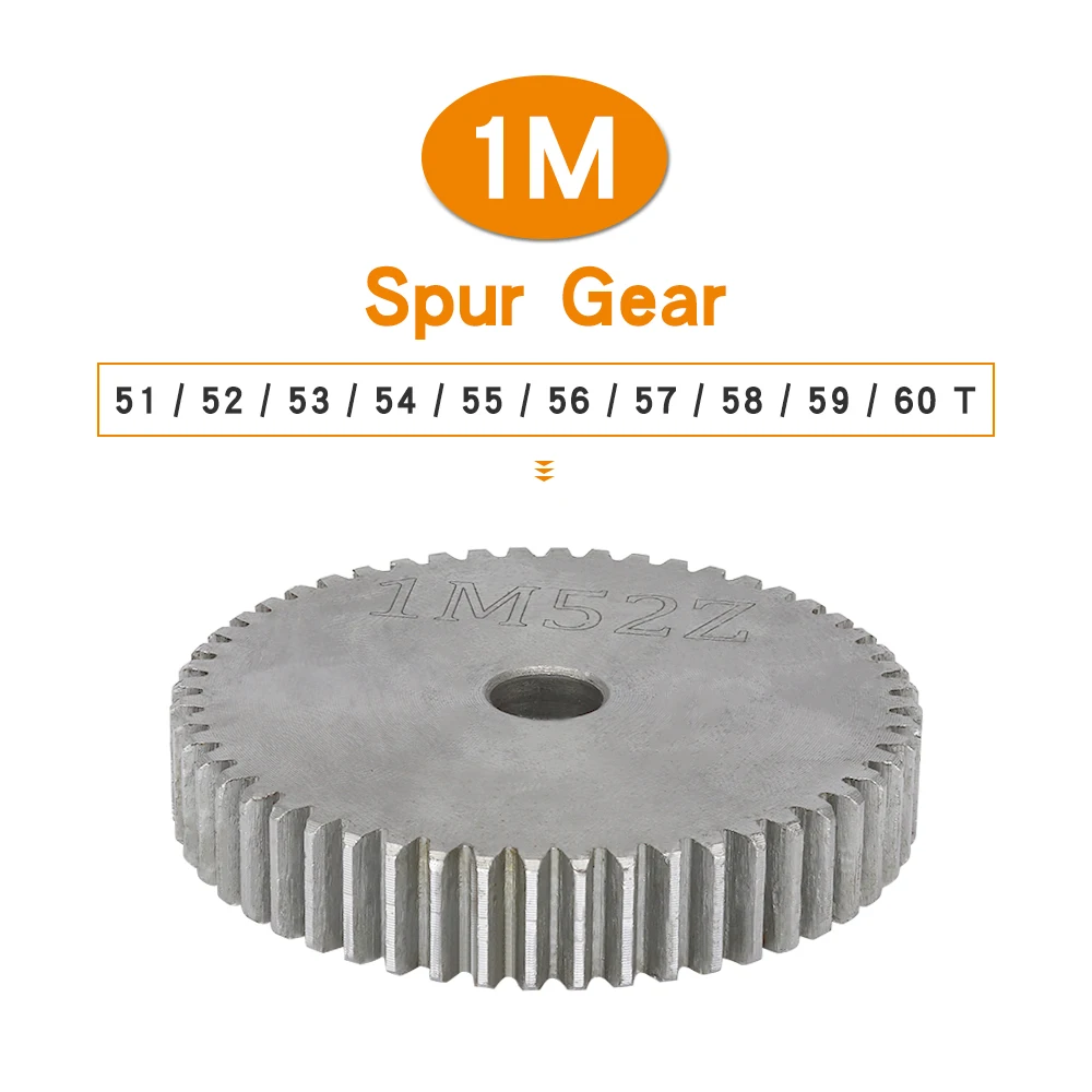 Transmission Gear Cylindrical Gear 1M-51/52/53/54/55/56/57/58/59/60T SC45# Carbon Steel 1 Piece