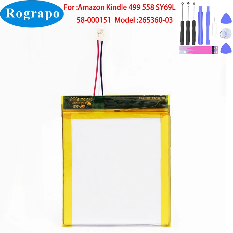 

New 890mAh 58-000151 58-000083 MC-265360-03 Replacement Battery For Kindle 7 499 558 8th Gen SY69JL 3-wire Plug E-book
