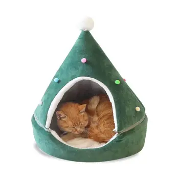 

Christmas Hat Removable Cute Cat Tent Cave Bed House Self-warming Comfortable