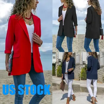 

Stylish Women Cotton Blend Slim Business Blazers Work Wear Comfortable Suit Outwear New 2019 Autumn Spring arrival OL Coats New