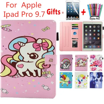 

Case For Ipad Pro 9.7 Case Cover Cartoon unicorn baby flamingos Fashion Stand Wallet Flip Card Holders PU Leather Tablet case