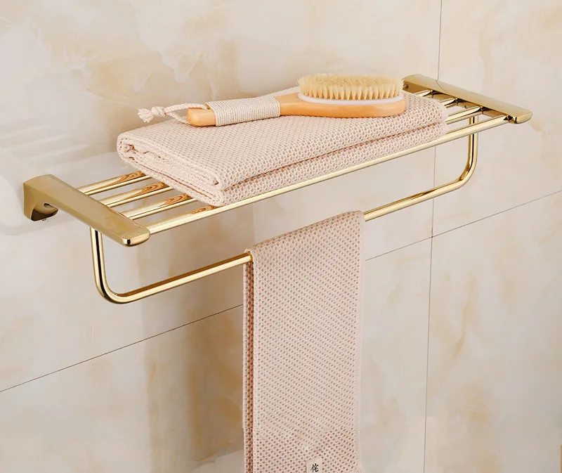 Towel rack Набор аксессуаров для ванной комнаты, золото 304, нержавеющая сталь, вешалка для полотенец, угловая полка, держатель для салфеток, держатель для туалетной щетки, набор аксессуаров для ванной - Цвет: Towel rack