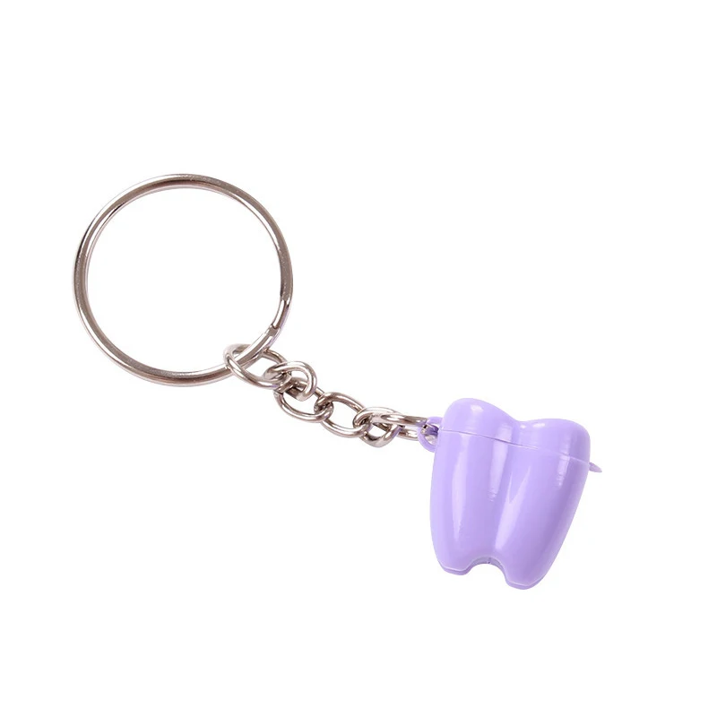 Key chain purple XZJJA 10-20 шт. форма зуба Детские коробки для хранения молочных зубов детская Силиконовая зубная щетка для малышей Органайзер мини пластиковый контейнер маленькая коробка - Цвет: Key chain purple