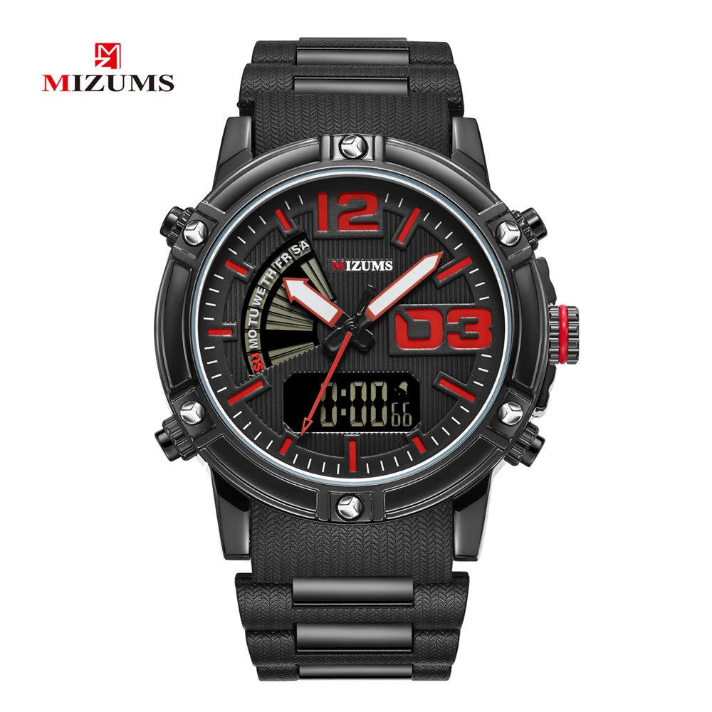 MIZUMS Quartz Analog Digital Sport Watch Men Waterproof Week Display Military Wrist Watches for Man Relogio Masculino Male Clock 3
