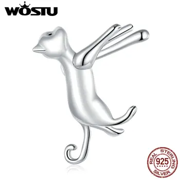 

WOSTU 2020 Cute Cat 925 Sterling Silver Clear CZ Forever Animal Earrings Cute Stud Earrings for Women Fashion Earrings FIE967