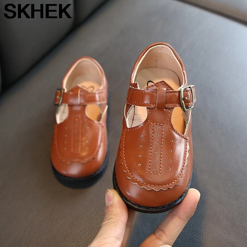 

SKHEK Kids Shoes for Girl Princess Sneakers Solid Color Cut-outs Single Shoes Spring Children Girls Breathable Mesh Shoes