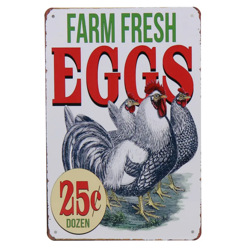 Farm Fresh Eggs Tin Sign Tintin Garage Home Wall Decor Vintage Stickers Retro Poster Pub Up Signs Metal Plate Art Painting H43 - Цвет: A