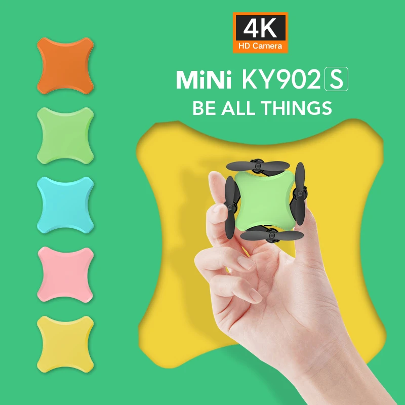 XKJ мини-Дрон KY902S 4K HD камера DIY пять цветов дроны аэрофотосъемка RC складной Квадрокоптер детские подарки игрушки VS LF606