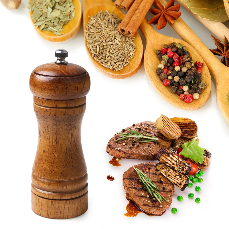 

Salt and Pepper Mills, Solid Wood Pepper Mill with Strong Adjustable Ceramic Grinder 5" 8" 10" - Kitchen Tools