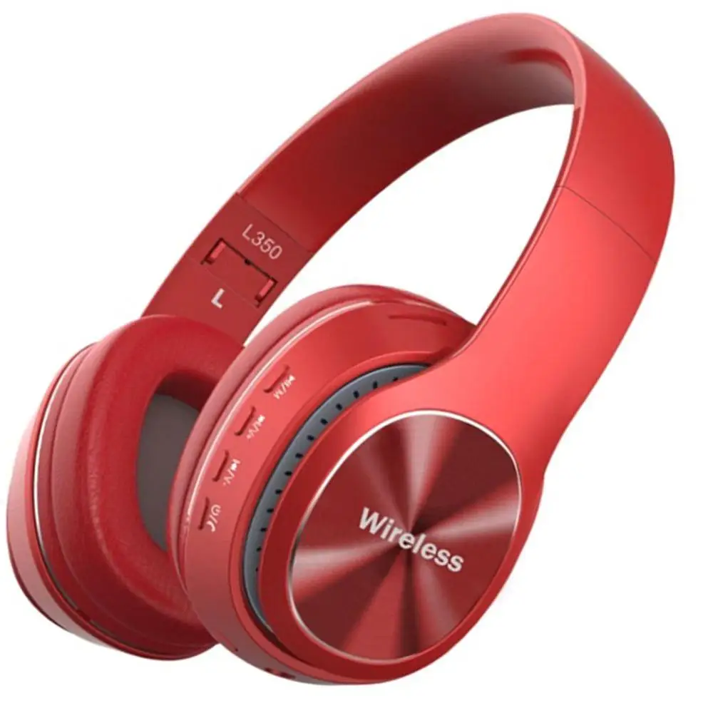Wholesale Bluetooth 5.0 Headphone Wireless Headset Earbuds Support TF Card Music Foldable Adjustable Earphone 25PCS/lot - Цвет: Красный