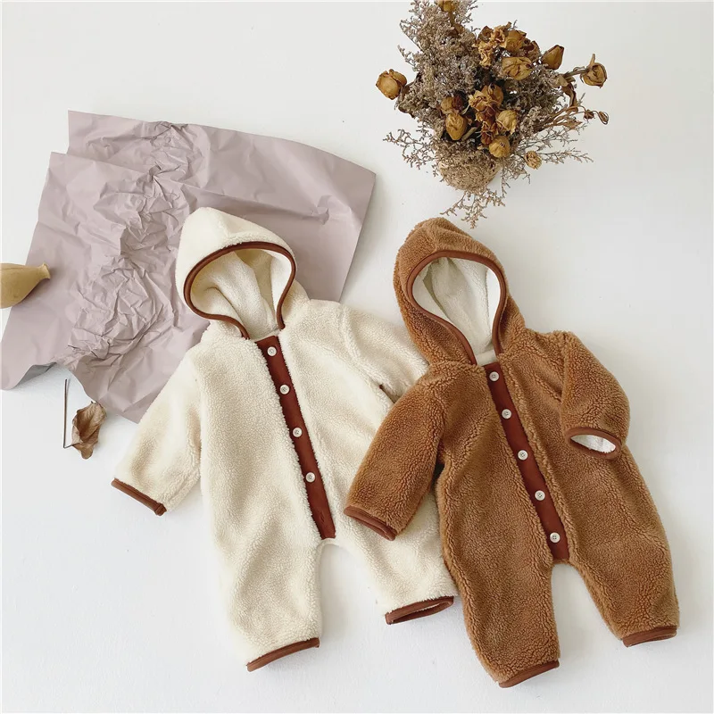 MILANCEL/зимняя одежда для малышей; флисовые комбинезоны для маленьких девочек; комбинезоны с капюшоном для маленьких мальчиков; детские меховые комбинезоны