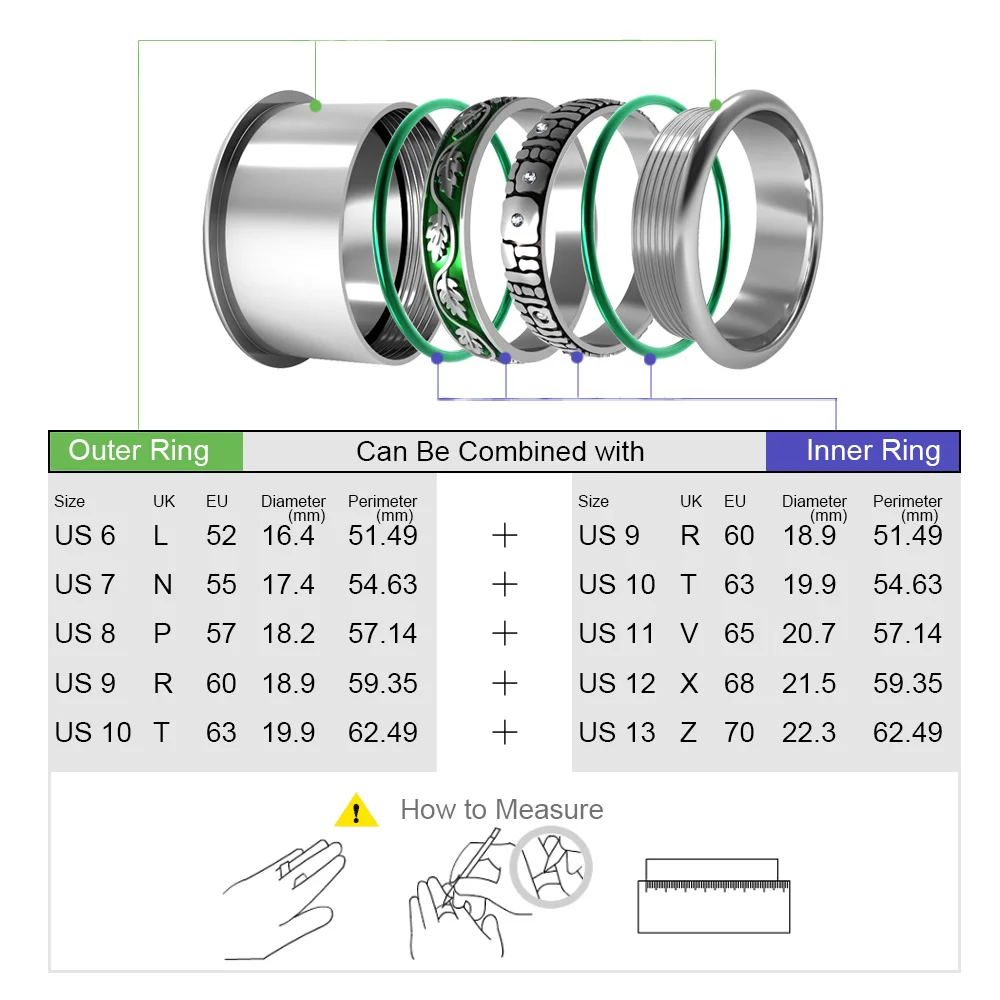 Cremo 2021 Stainless Steel Female Stacking Ring Rotating Filling Combination Ring Interchangeable Femme Bijoux Jewelry Accessori