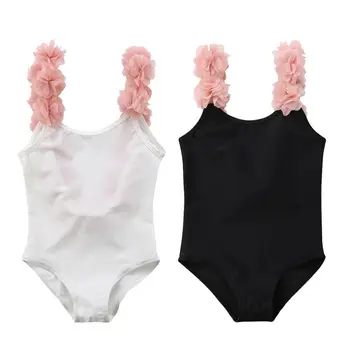 

Toddler Infant Child Kids Baby Girls 3D Floral Solid Swimwear Swimsuits Beachwear Backless One Piece Outfit 2-7T