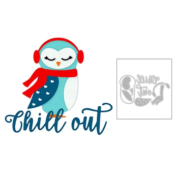 

2020 New Animal Penguin Scarf Ear Muffs and English Word Chill Out Metal Cutting Dies For DIY Scrapbooking Card Making no stamps