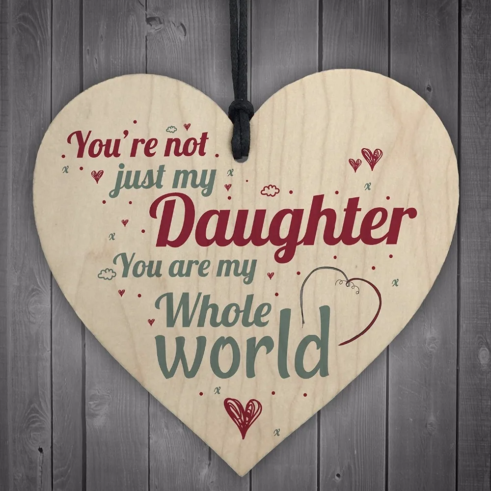 5-Meijiafei-My-Whole-World-Wooden-Hanging-Heart-Plaque-Mum-Dad-Daughter-Love-Sign-Thank-You-Birthday