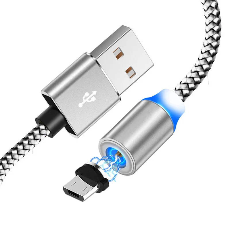 Cafele Магнитный кабель 3 в 1 Micro usb type C адаптер зарядное устройство Быстрая зарядка для Iphone samsung Xiaomi магнит Android шнур для телефона - Цвет: Silver