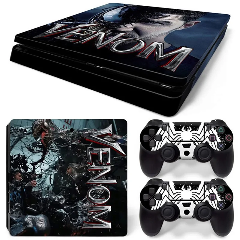 Marvel Spiderman Venom Vinyl Skin Sticker for PS4 Slim Console and 2 Controllers Decal Cover Game Accessories 