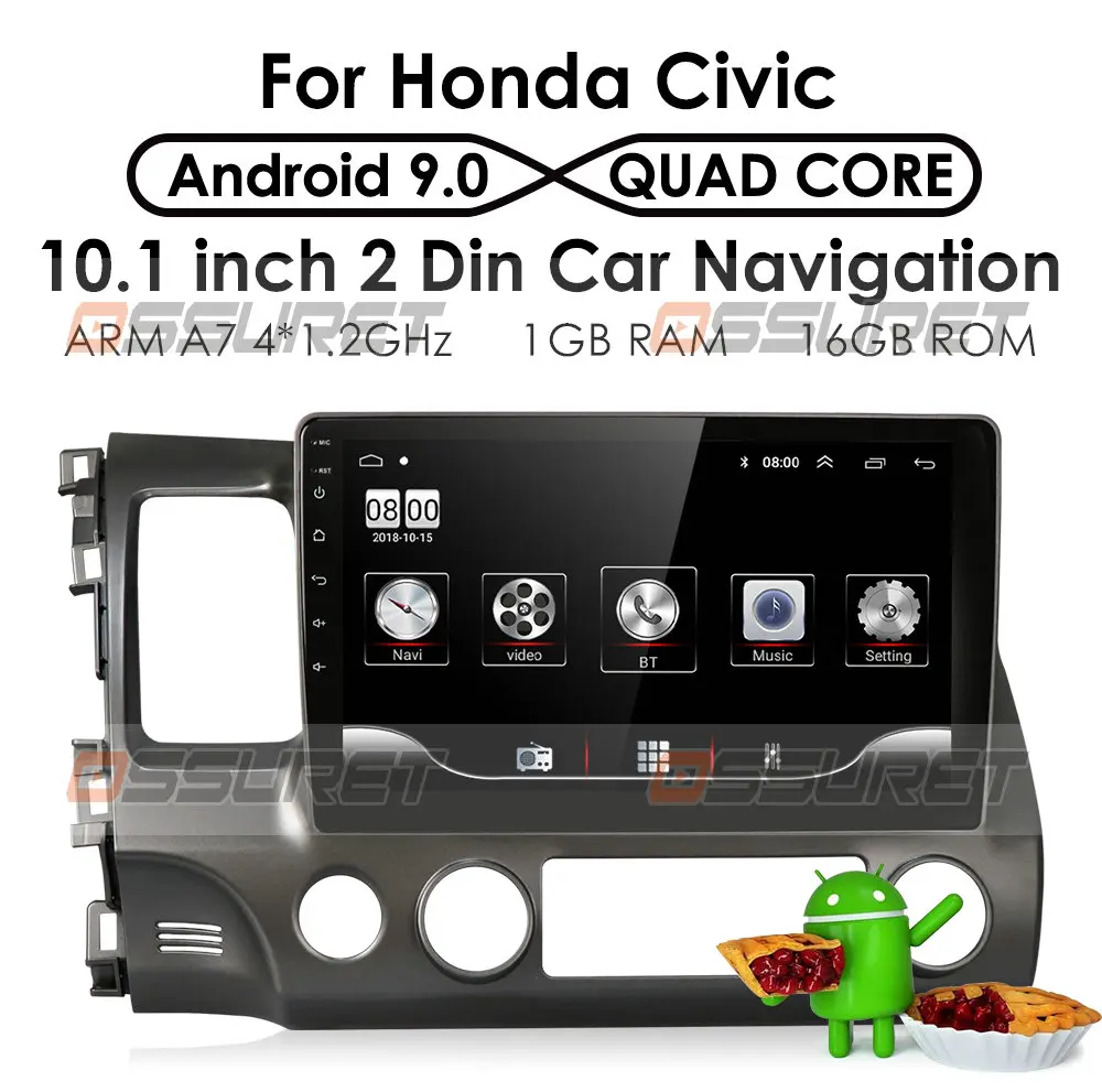 

Car Multimedia player 10.1"Android 9 2din Car noDVD gps radio for Honda Civic 2004-2011 wifi GPS navigation mirrorlink bt dtv pc