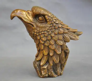 

7'' China Bronze Brass ART Animal Eagle Hawk Head Statue Figurine