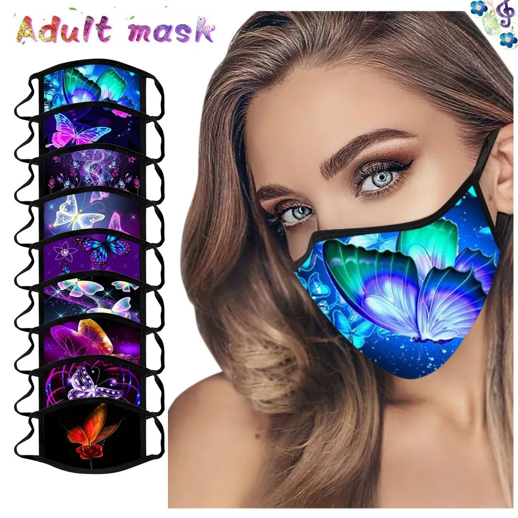 1Pcs Unisex Adult Colorful Butterfly Mouth Masks Washable And Reusable Face Cover Warm Windproof Dustproof mondkapjes wasbaar | Аксессуары