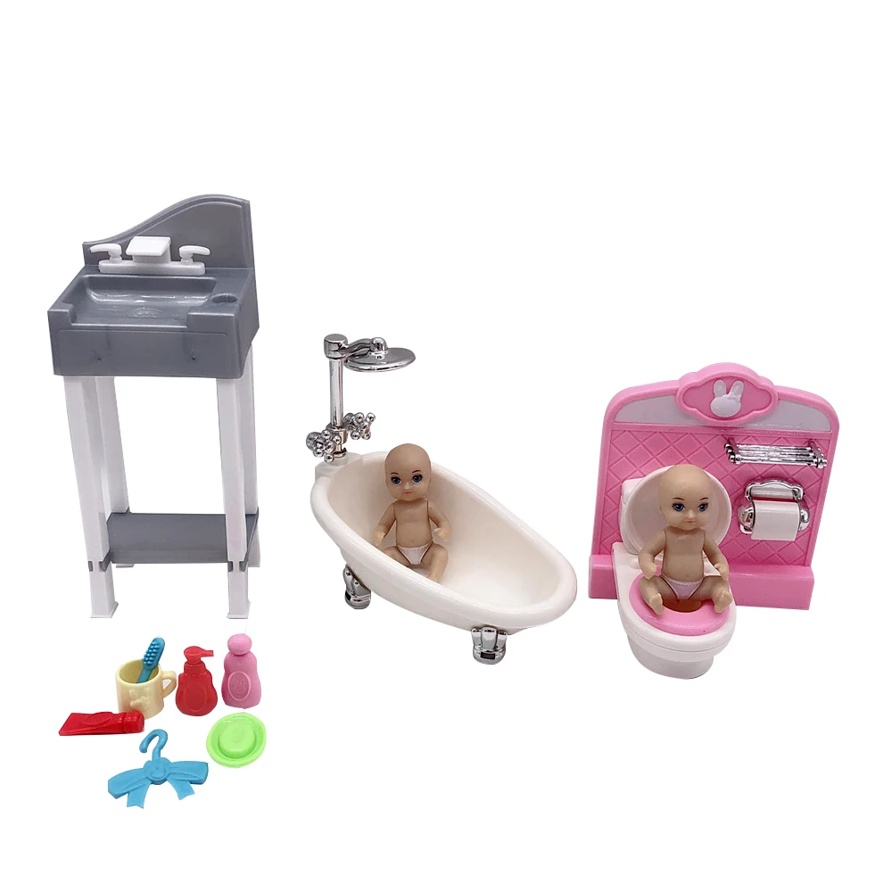 

2019 latest fashion Barbies Princess doll accessories baby bathroom bath series plastic children girl play house toys