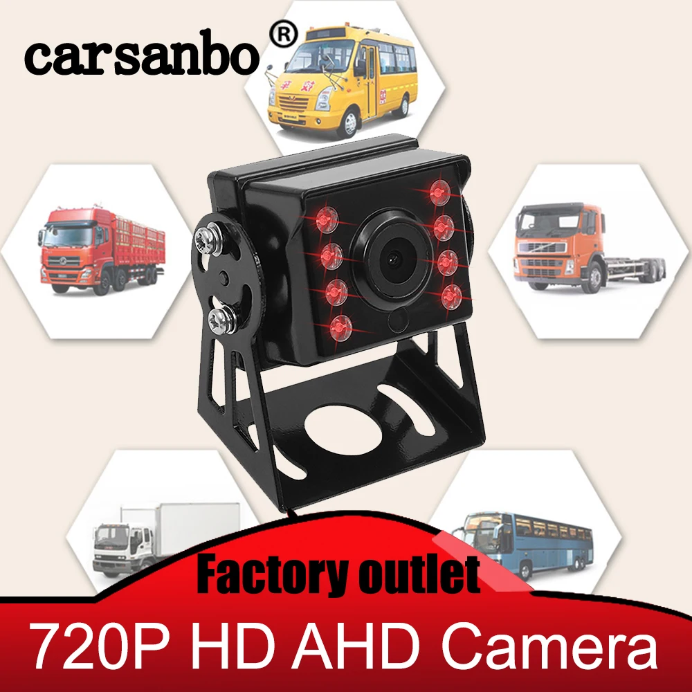 

Carsanbo 720P HD AHD Camera Rear Front View Camera Reverse 8LED IR Night Vision IP68 Waterproof Cam for Car Bus Vans Lorry Truck