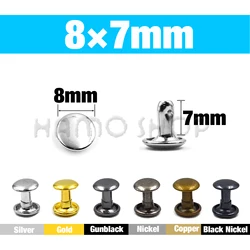 100 Sets Metal Double Cap Rivets for Leathercraft and Garment Accessories (8x7mm)